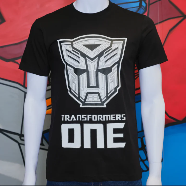 Transformers One White Autobot Black Adult T-Shirt - Image 3